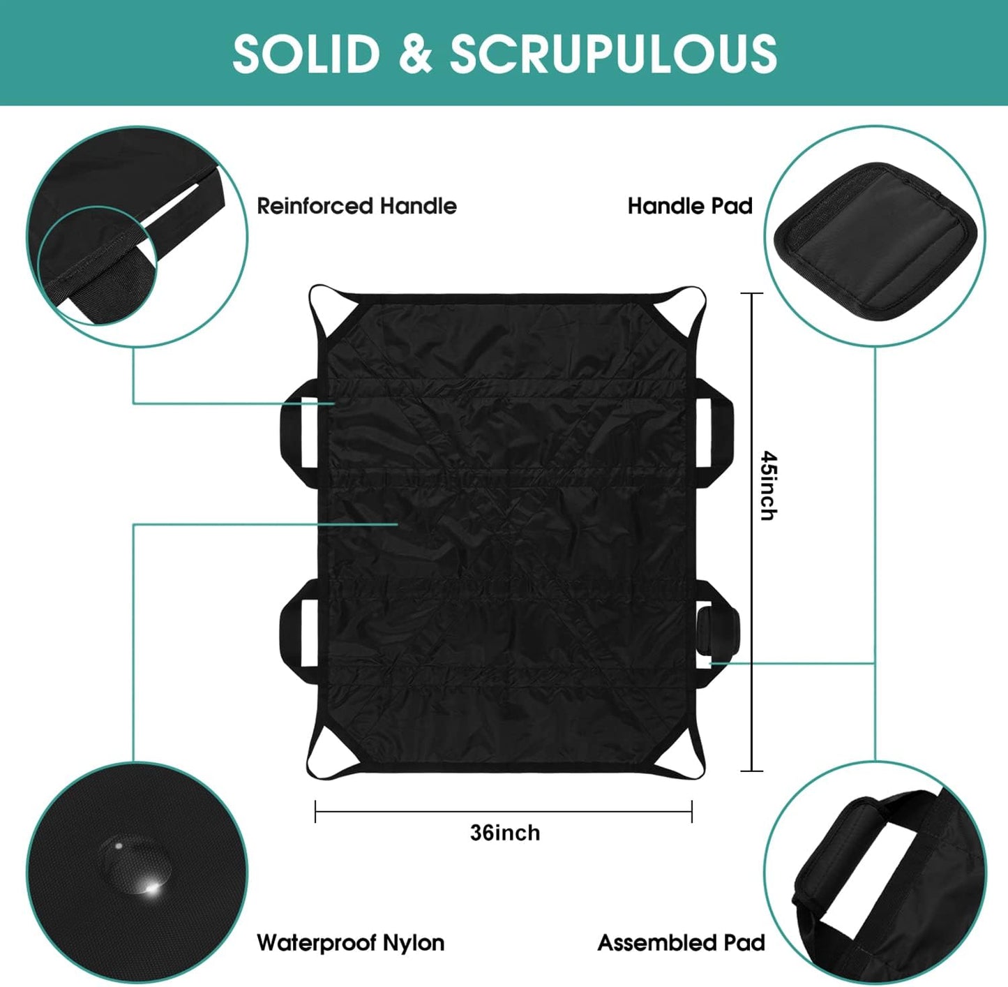 Positioning Bed Pad Patient Transfer Sheet with Handles Washable Draw Sheets Mattress